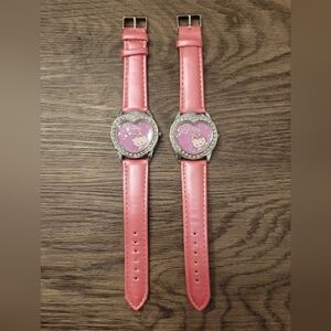 2 Hello Kitty /Pink kids Womens Wrist Watch with Heart Quartz Face